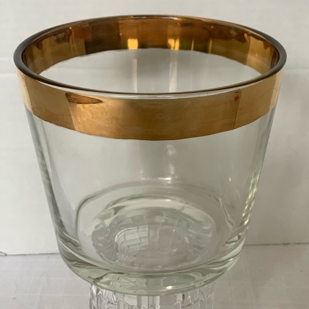 VINTAGE | MCM Gold Rimmed Glass Ice Bucket